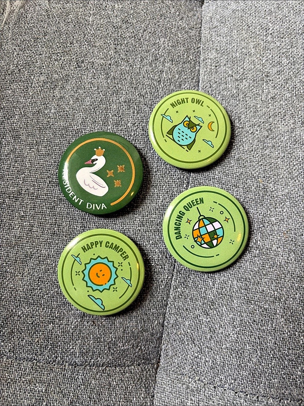 Set of 4 Green Decorative Pins